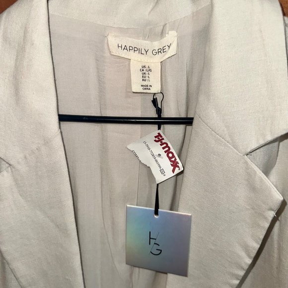 Happily Grey Ecru Sleeveless Open Front Linen Vest Size Large - Picture 8 of 8